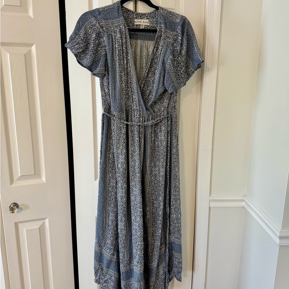 Blue Patterned Maxi Dress